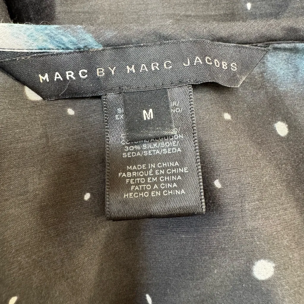 Marc by Marc Jacobs Stargazer Black Ruffled Sleeveless Top Medium Cotton Silk - Image 5