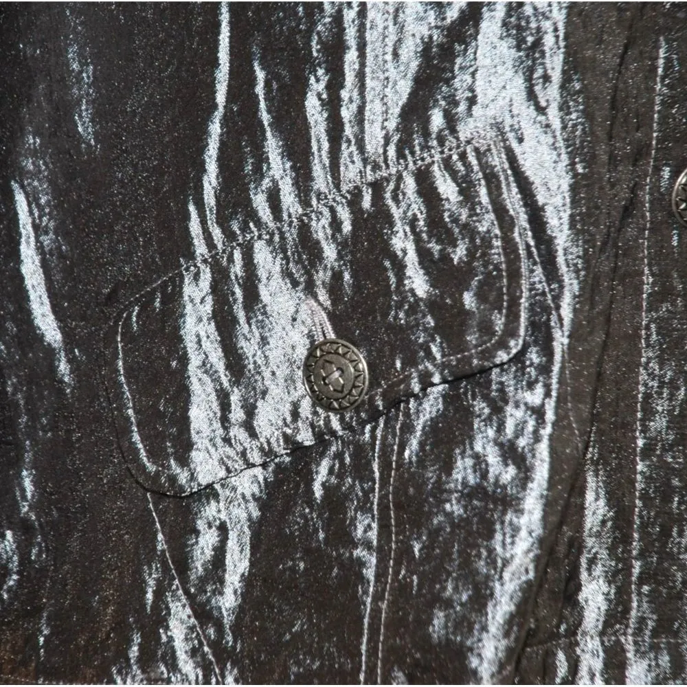 Ruby Rd . Ladies Gray Silver Metallic Jacket Blazer Size 10 Button Up Roll Tab - Image 6