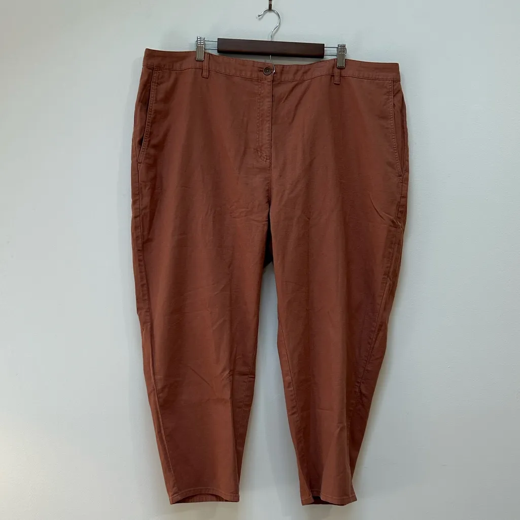 Eileen Fisher Organic Cotton Hemp Ankle Pant Clay‎ Plus Size 24 - Image 3