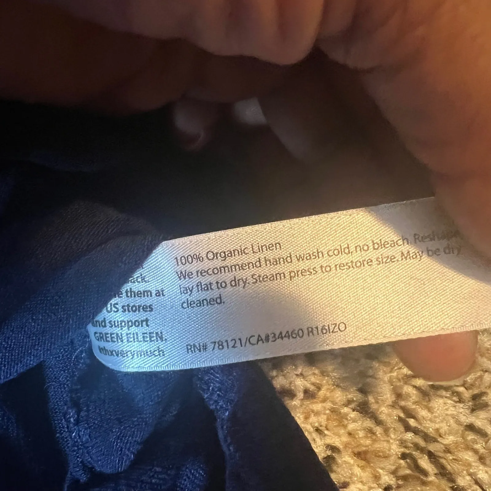 EILEEN FISHER Navy Blue 100% Organic Linen V Neck Long Sleeve Tunic Top M - Image 4