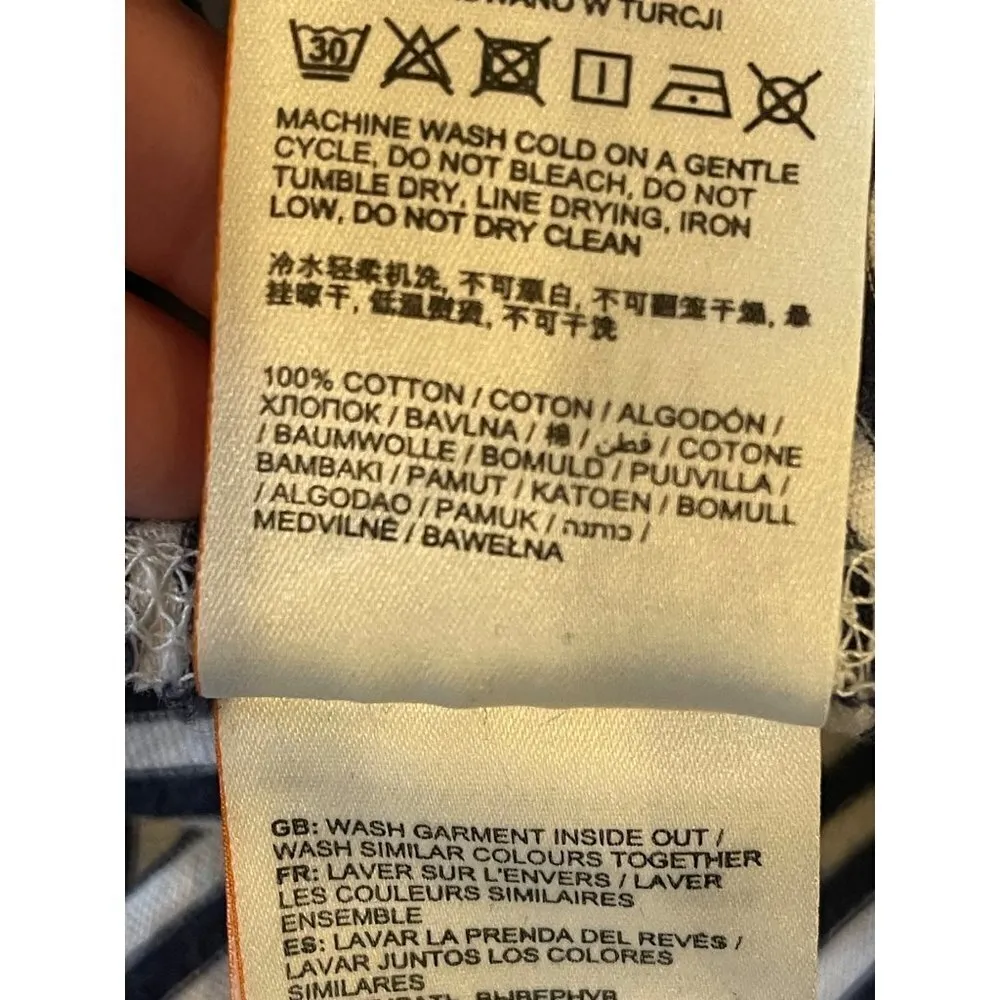 Superdry Blue and White Striped Crew Neck Rope Lettering Short Sleeve Tee Size 8 - Image 12