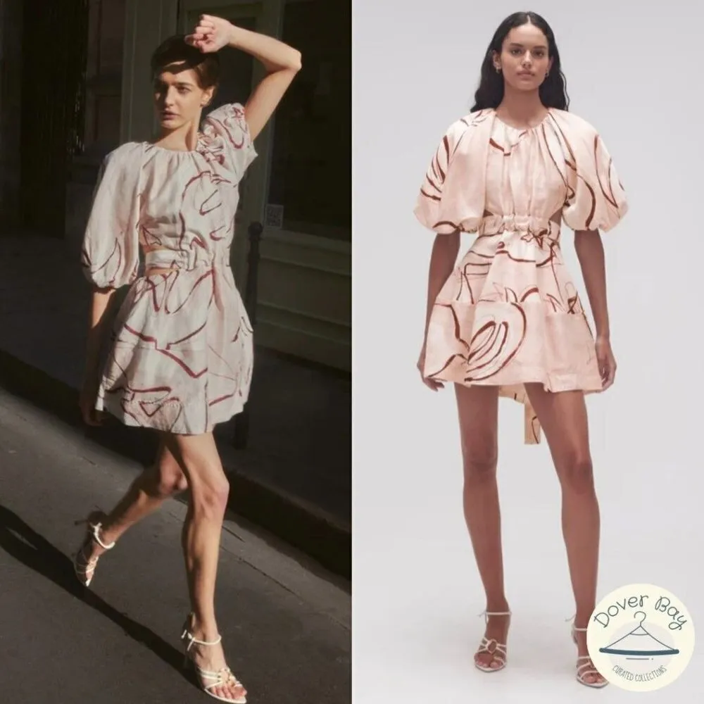 AJE Psychedelia Cut Out Mini Dress in Whimsical Dove 2 New Womens Cut out Party Pink - Image 10