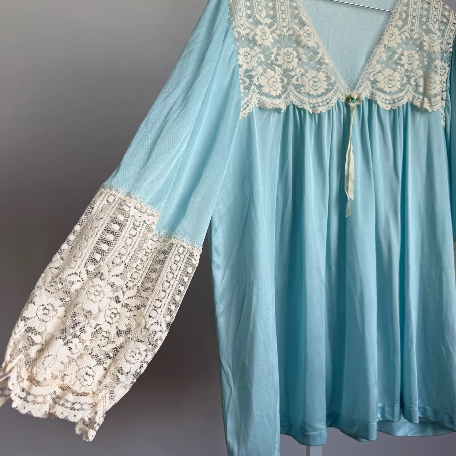 Vintage Soft Moment‎ New York Blue Lace Nylon Nightgown Sleepwear XL - Image 4