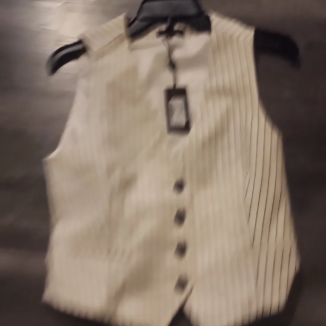 Rag & Bone White Pinstripe Priya Ponte Buttoned Vest Top Size 8 - Image 8