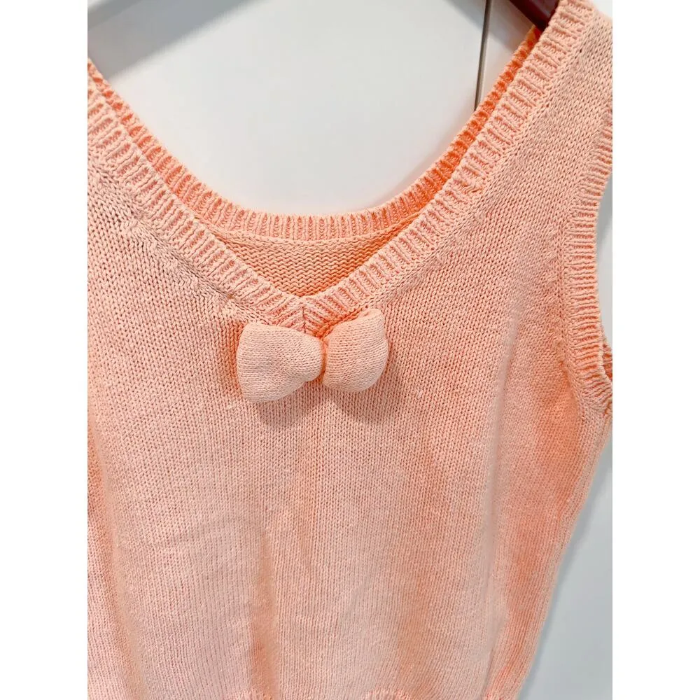 Vintage 90s Knit tank Top Peach Size Small Summer Softgirl pastels Sweater Orange - Image 4