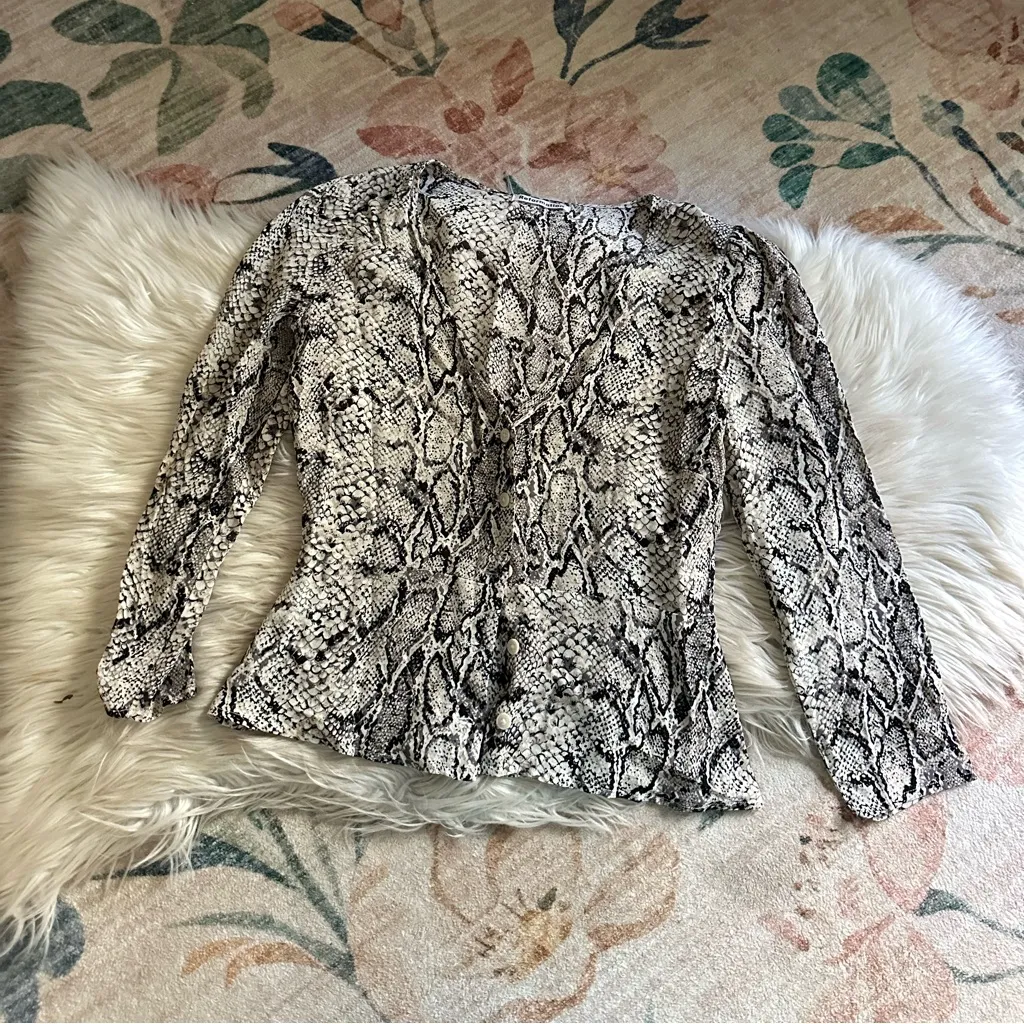 REFORMATION Jenna Snake Print Button Down Blouse - Image 4