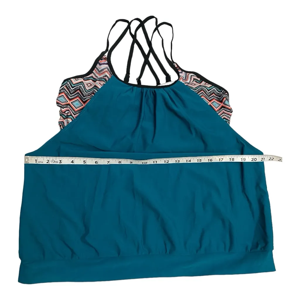 Holipick Tankini Top Blouson Tummy‎ Control Loose Fit Bathing Suit Top Size XL Green - Image 7