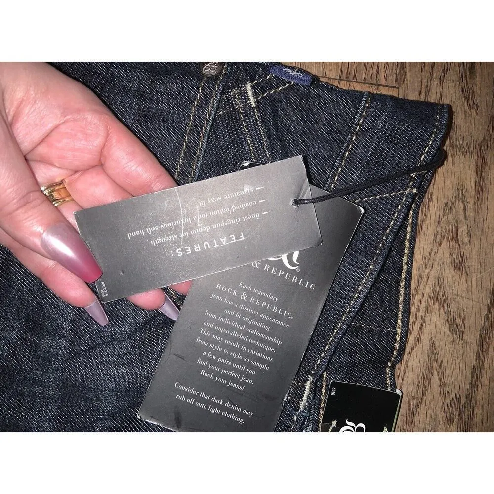 Rock & Republic Vintage Vinyl Jeans Nwt fall casual bedazzled y2k flare denim - Image 3
