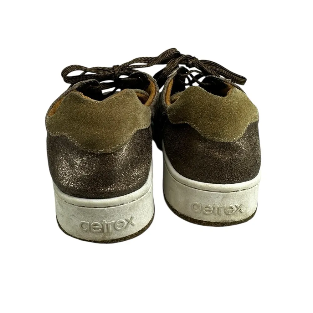Aetrex Sneakers WMS SZ EU 40 US 9.0 Brown Metallic Blake Leather Comfort Shoes - Image 2