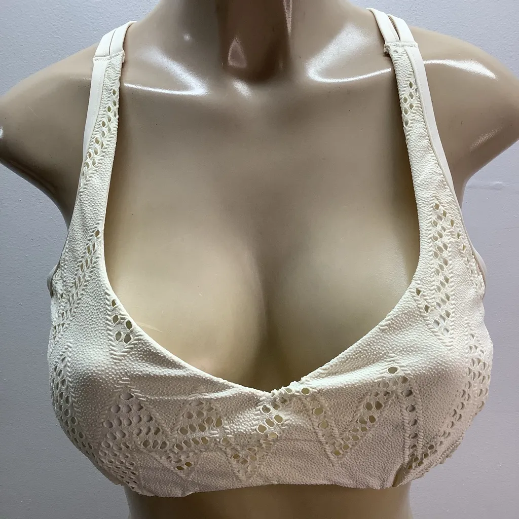 Seafolly Australia Size 12DD Cream Sweetheart Crochet Halter Bralette. New - Image 2