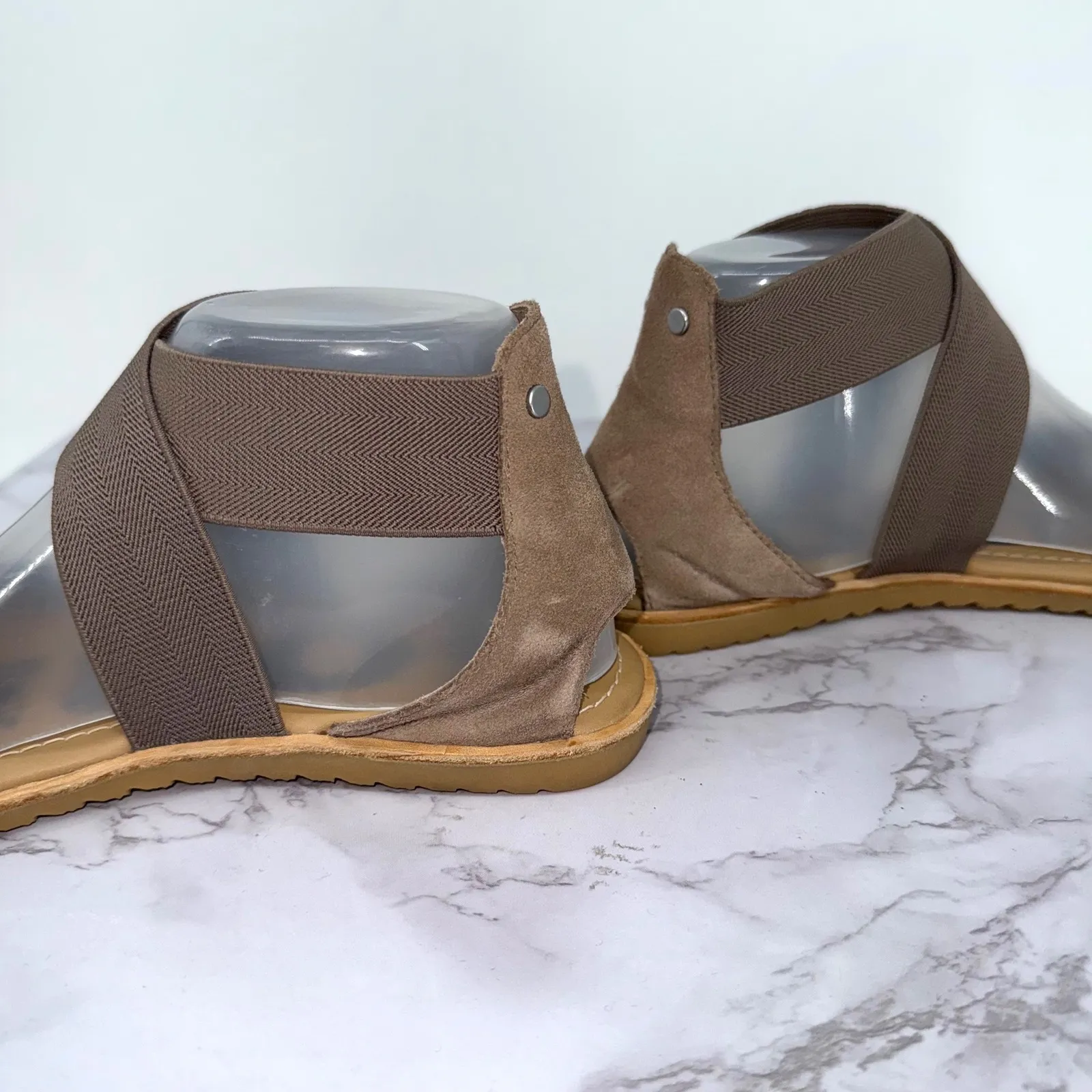 Sorel Ella ll Women 8 Brown Gold Ankle Strap Sandal Gladiators Metallic‎ Casual - Image 5