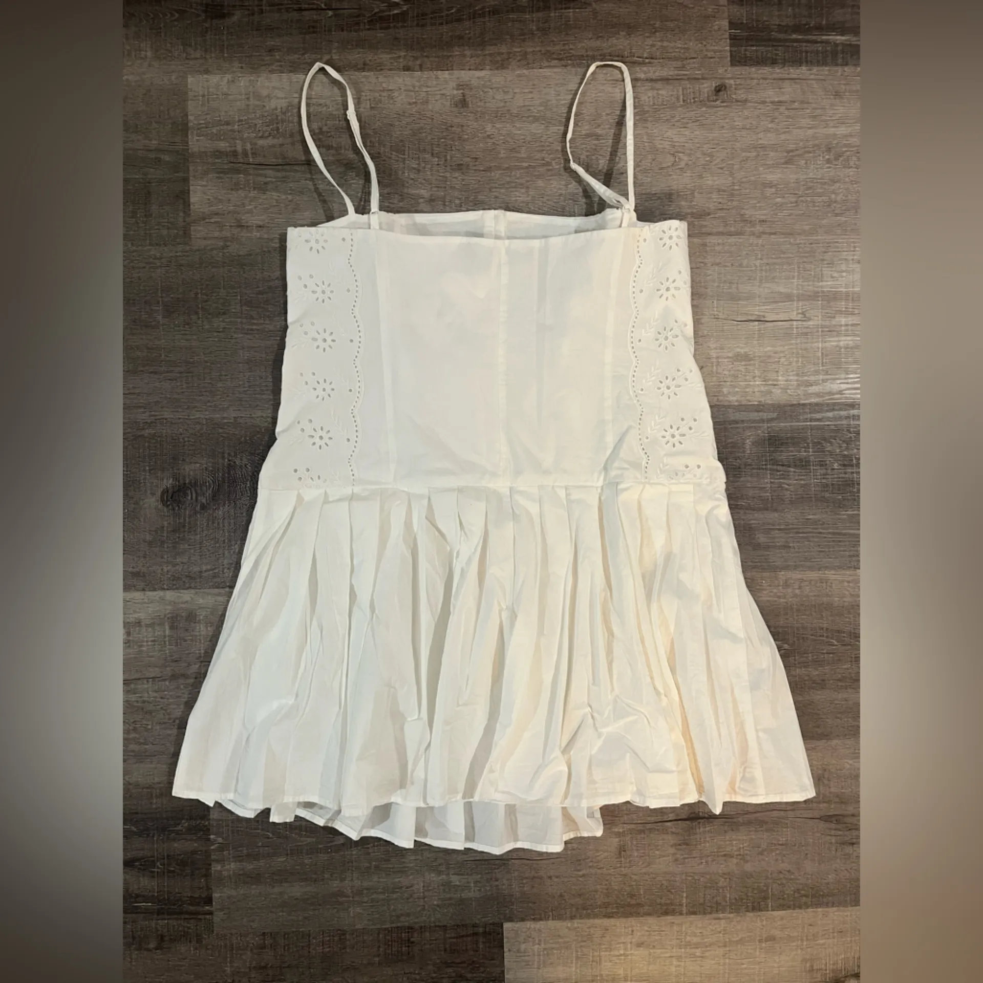 ZARA  pleated mini eyelet dress - Image 6