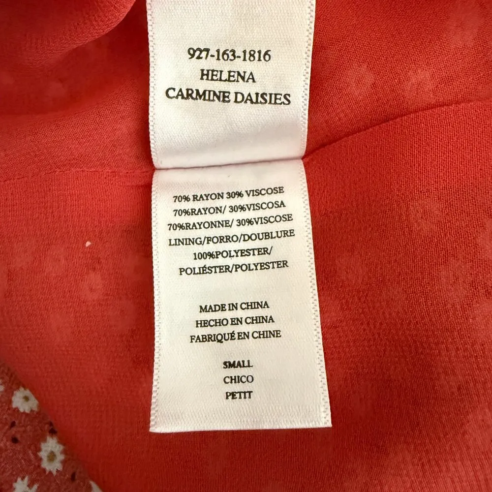 Rails Helena Carmine Daisies Mini Dress Women Small Red Floral Button Up Revolve - Image 14