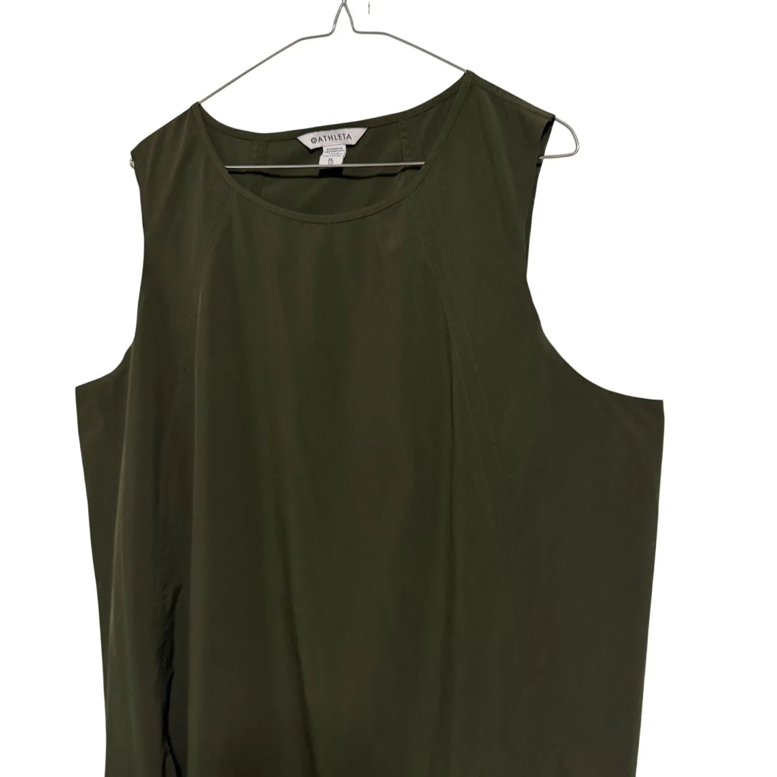 Athleta Zephyr Refined Tank Top Olive Green Sleeveless Bateau Neck XL - Image 4