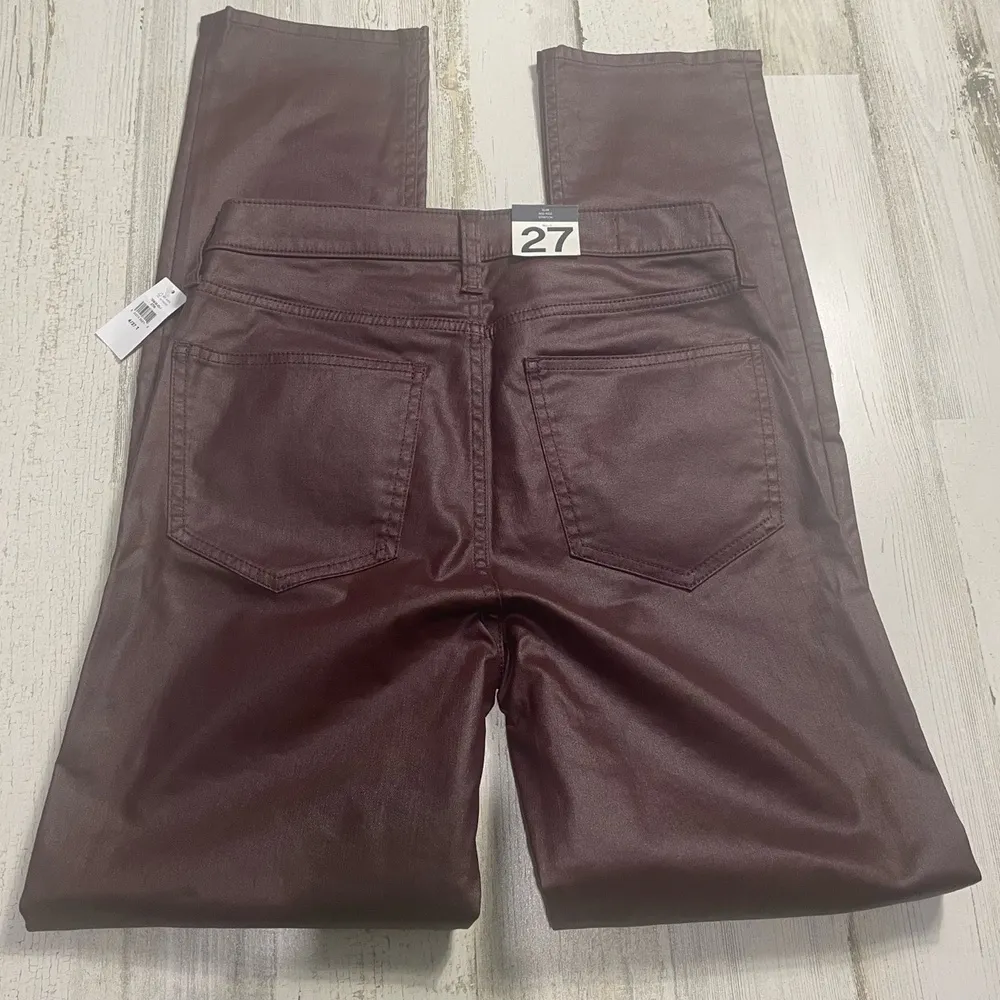 Gap Burgundy‎ Maroon Faux Leather Pants NWT Size 27 Tall Modern Slim Red - Image 8