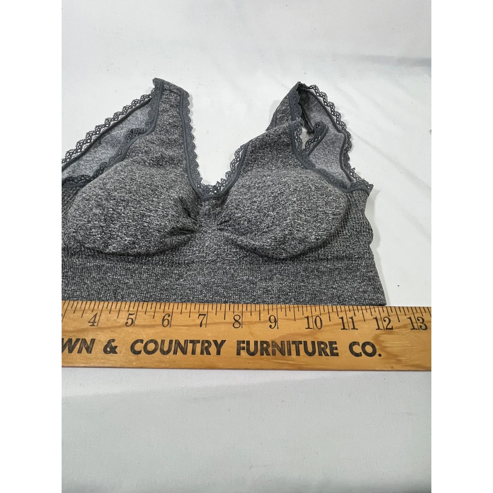 Daisy Fuentes Lace Trim Comfort Bralette Seamless Lounge Strecth Bra Gray Sz S - Image 8