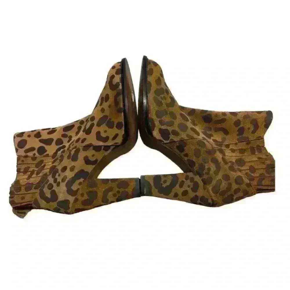 - Zara basic cheetah print‎ boots ankle length heeled   Sz 38(7.5) - Image 3