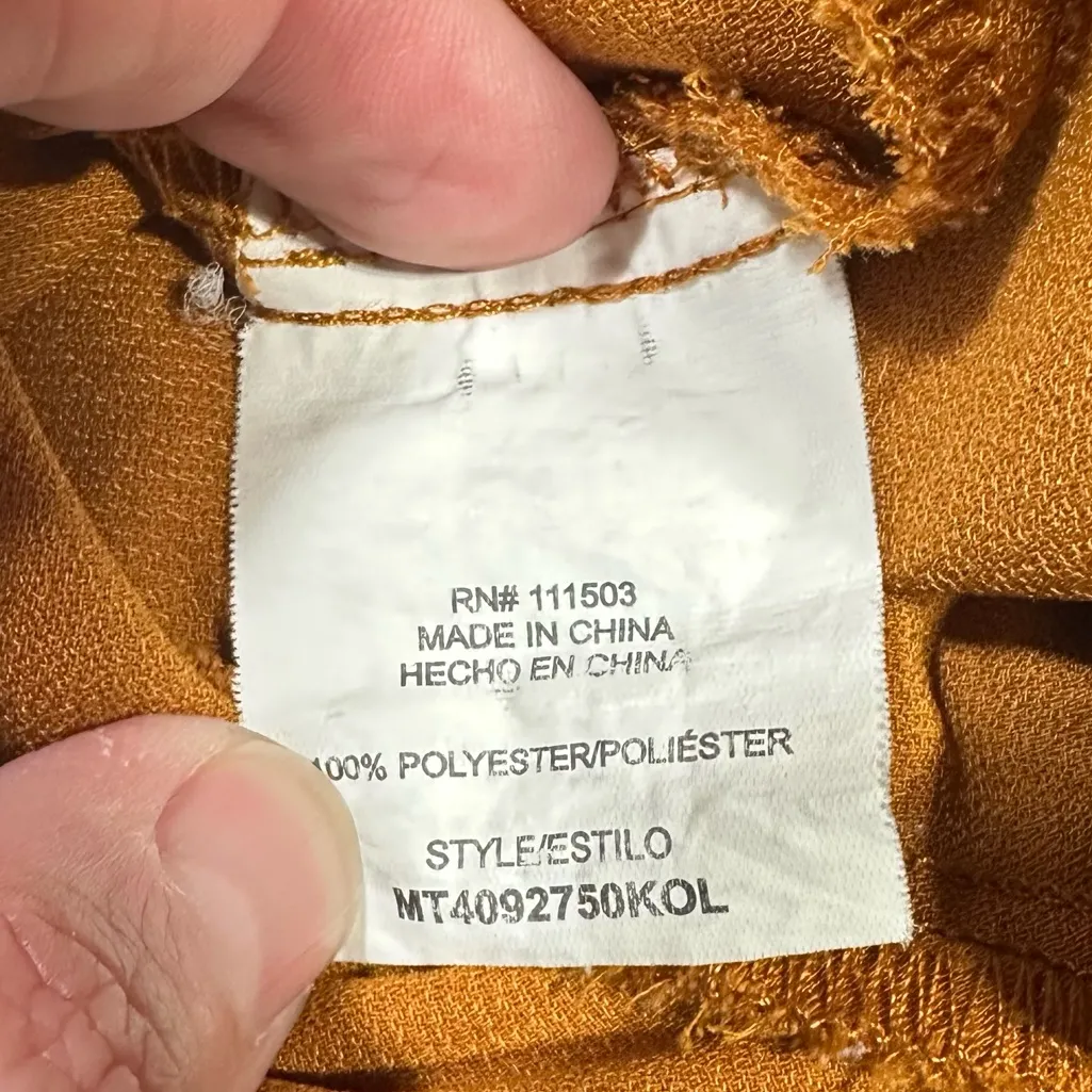 OLM Mustard Peplum Top Flutter Sleeves V - Image 6