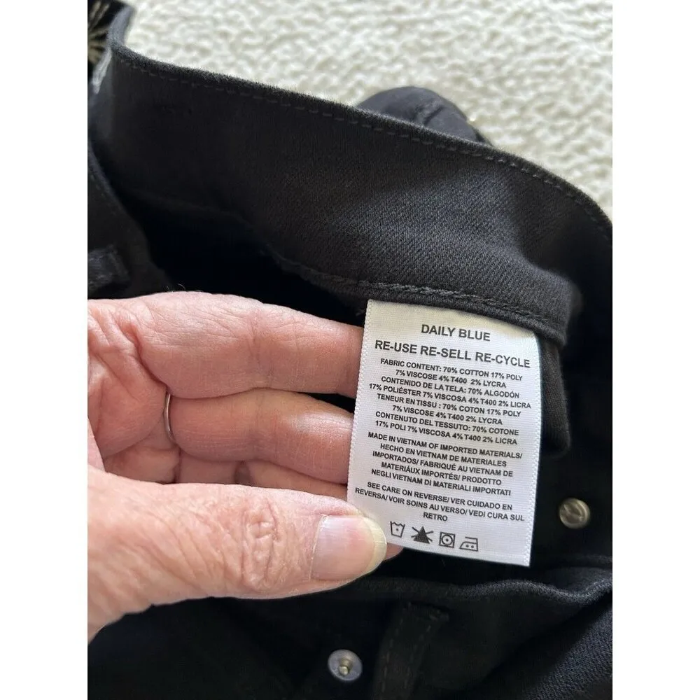 DAILY BLUE by ADRIANO GOLDSCHMIED Peace Bell Bottom Jeans in Infinity Black 27 - Image 13