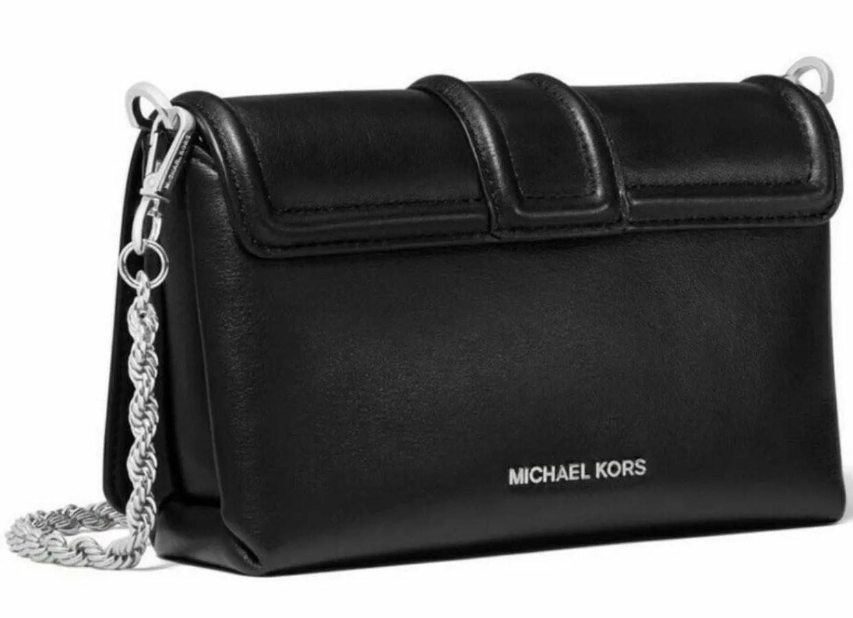 Michael Kors Silver Black Padlock Chain Crossbody - Image 3