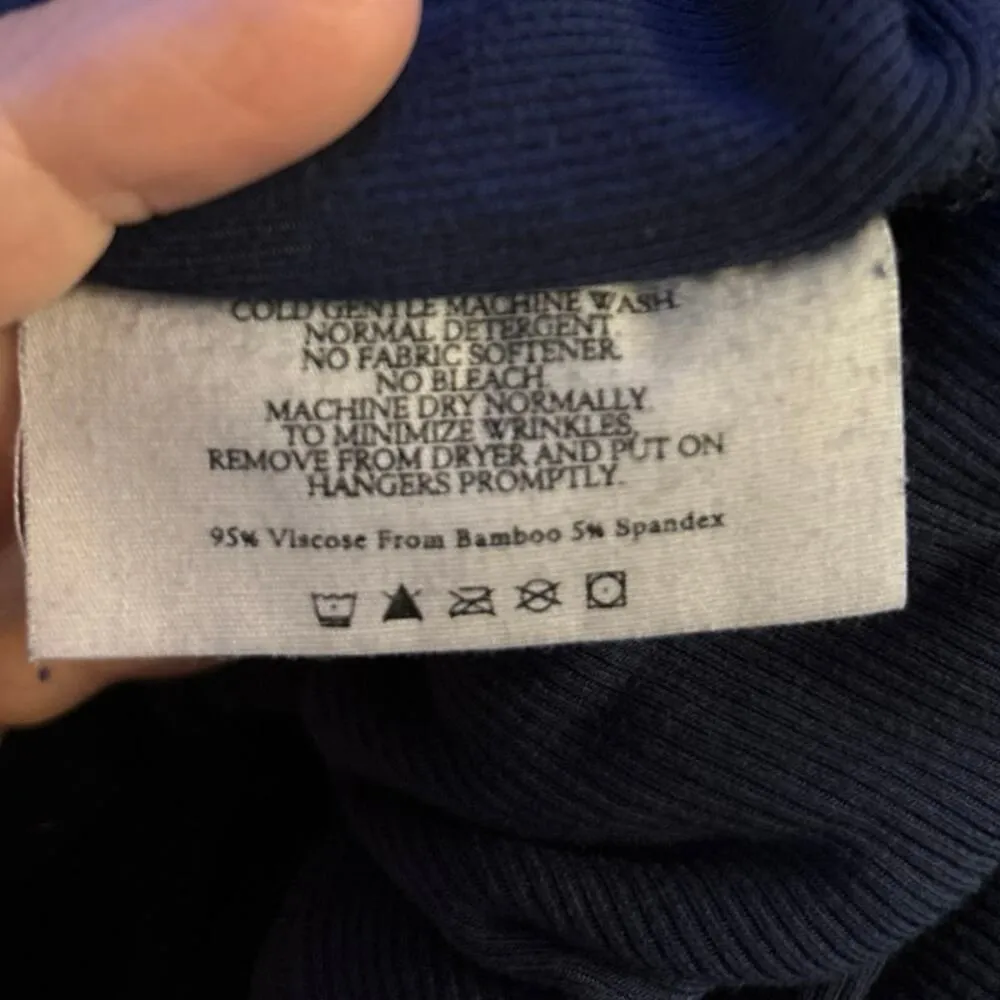 Cozy Earth Plus XXXL Ribbed Wide Leg Crops Pants Pajama Lounge Navy Blue Bamboo Size undefined - Image 5