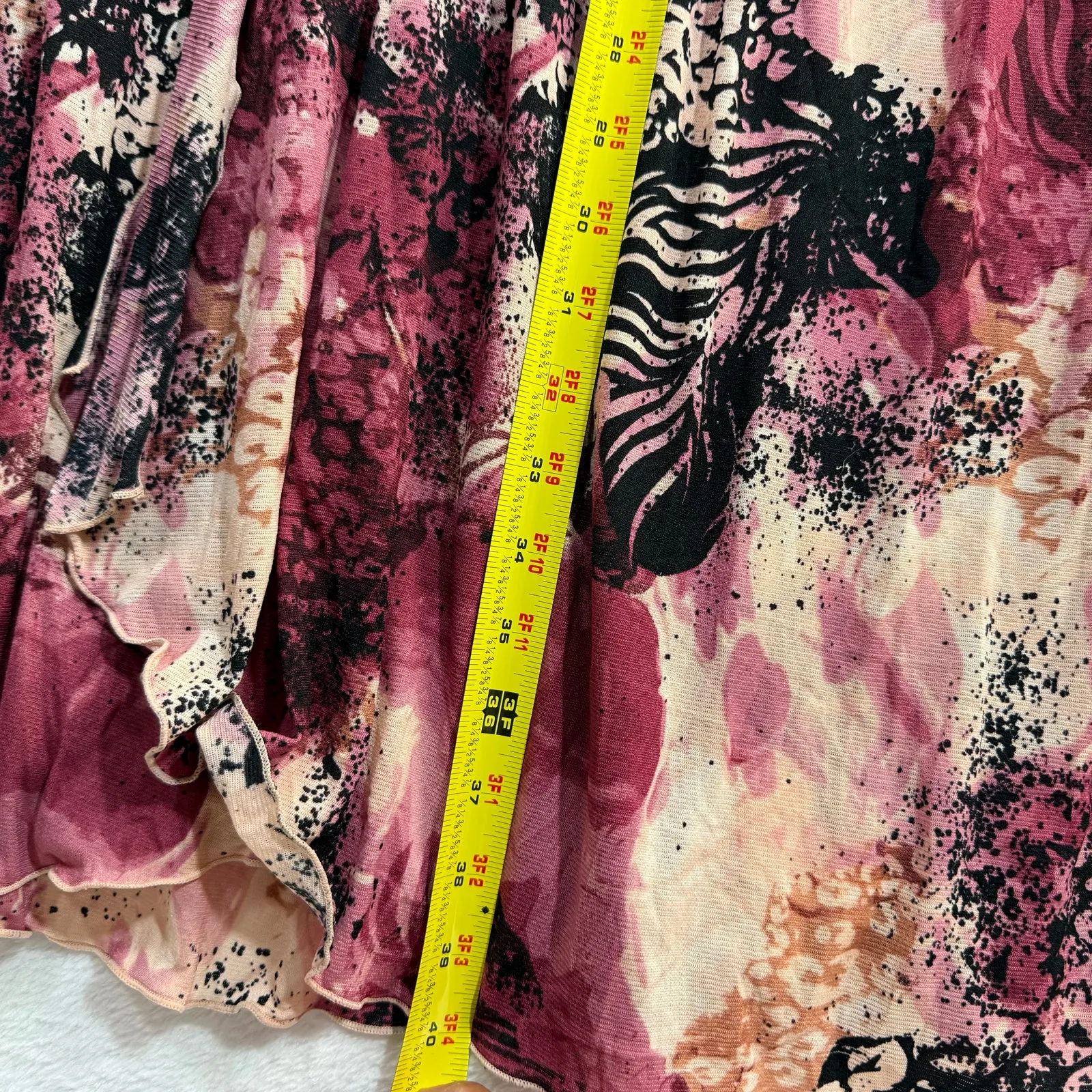 Y2K Relativity L Pink Midi‎ Wrap Dress Abstract Floral Vacation Retro Boho Beach - Image 10