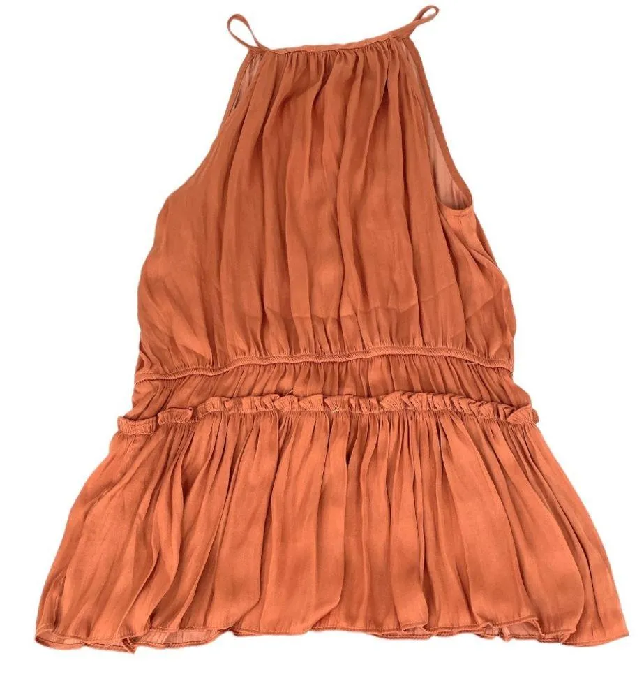 Philosophy Gathered Halterneck Peplum Top Terracotta Size Small - Image 2