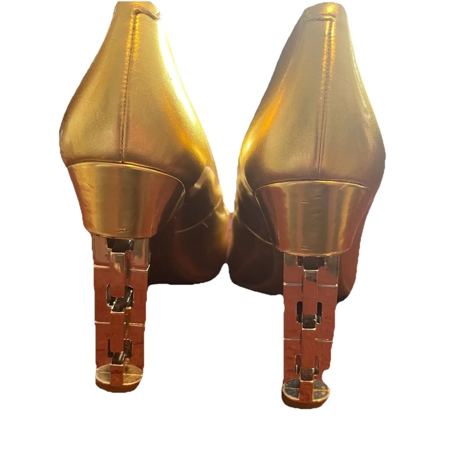 Katy Perry The Suzzie Gold Vegan Leather High Heel Chain Link Pump Womens Size 9 - Image 2