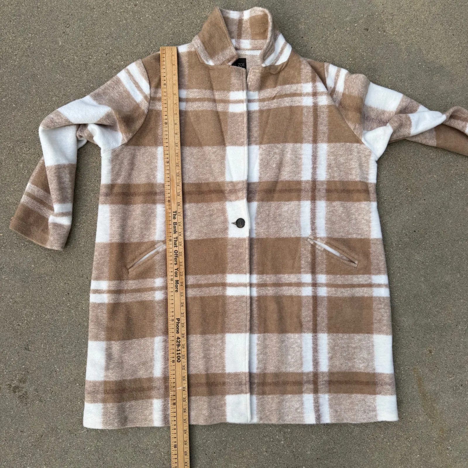 Rachel Zoe Brown Cream Plaid Print Peacoat Single Button Wool Blend 3X NWT - Image 8