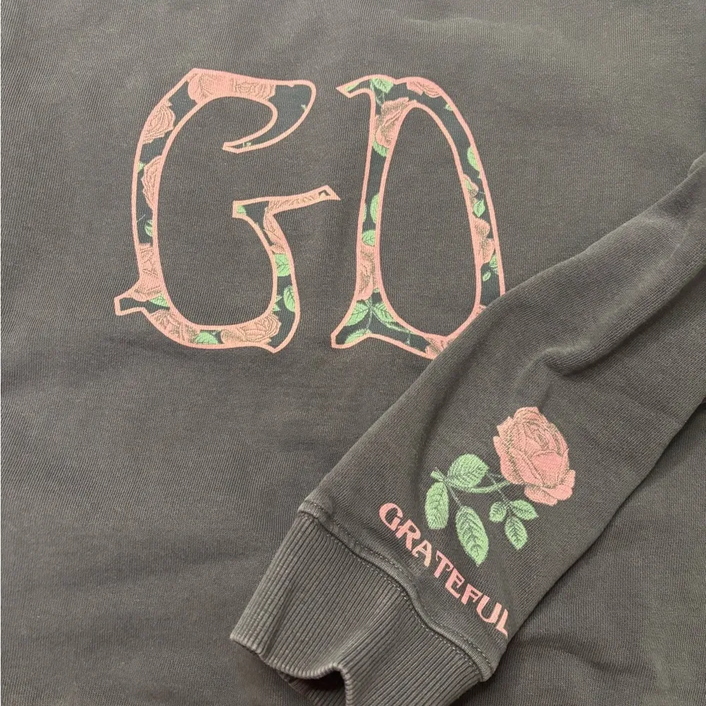 Grateful Dead X Pact Slouchy Cropped Sweatshirt Organic Garden Rose Size XS - Image 6