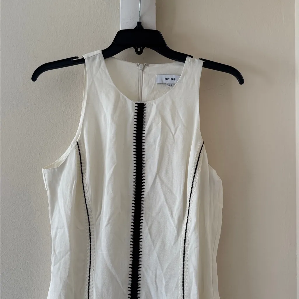 REISS INAYA  LCRAFT-STITCH SLEEVELESS MIDI DRESS IN IVORY/BLACK, Size 4, $455 - Image 11