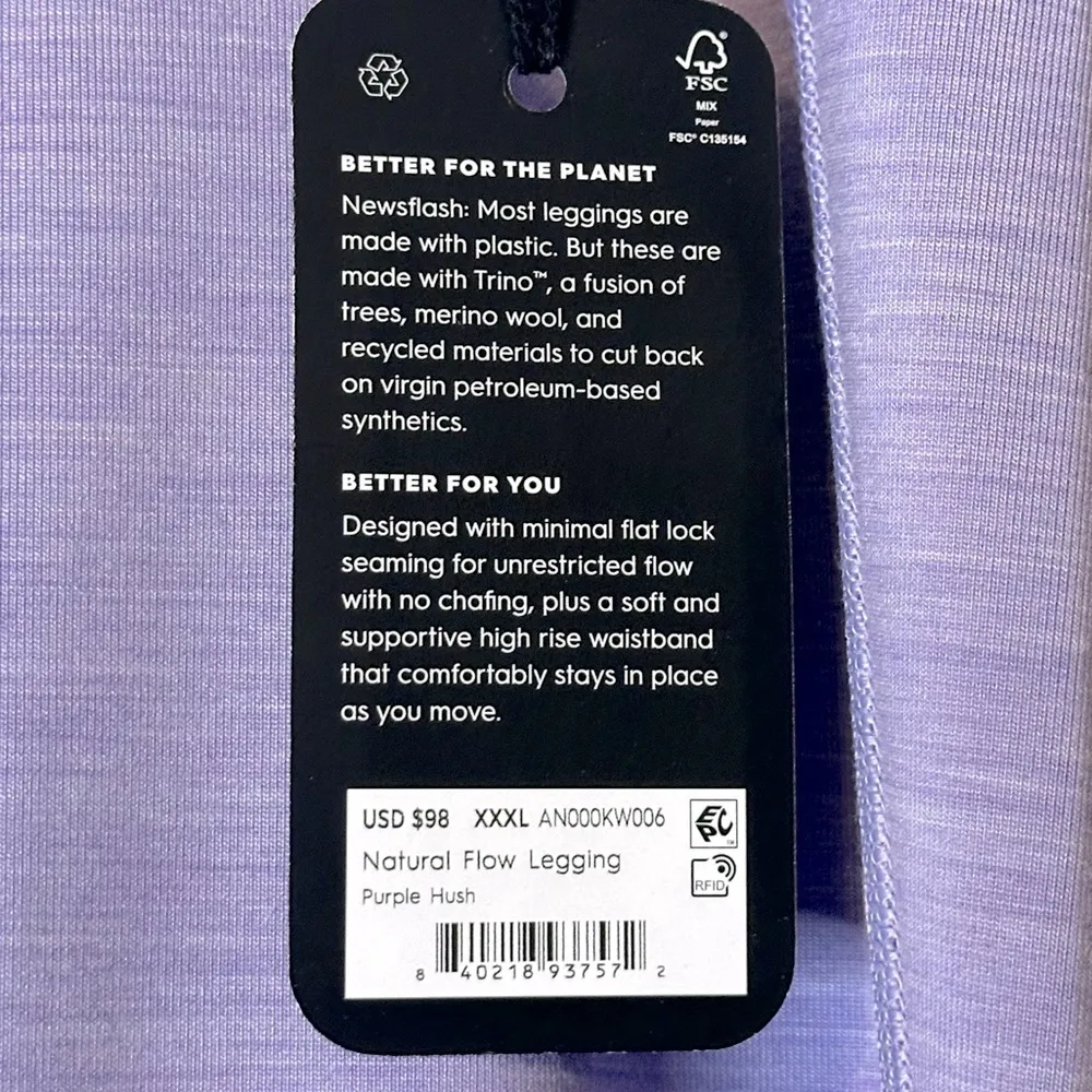 Allbirds Women’s‎ Natural Flow Leggings Pants Purple Hush NWT XXXL AN000KW006 - Image 9
