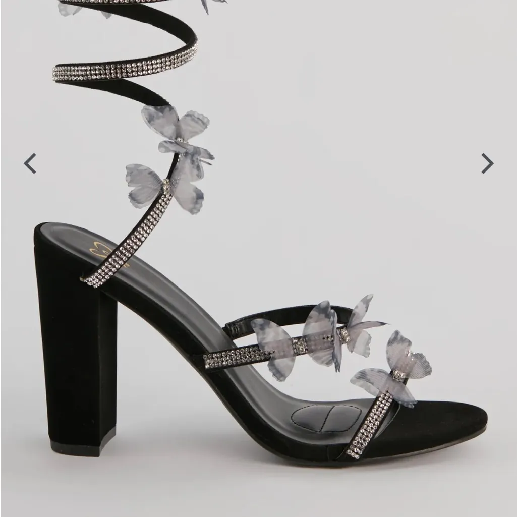 Elegant Black Butterfly Embellished Heels - Image 2