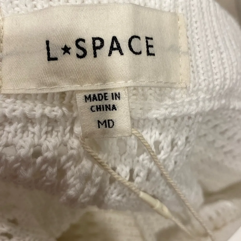 L*Space Ivory Knit Pants Marbella Crocheted Cover-Up Pants, 100% Cotton SizeM - Image 14