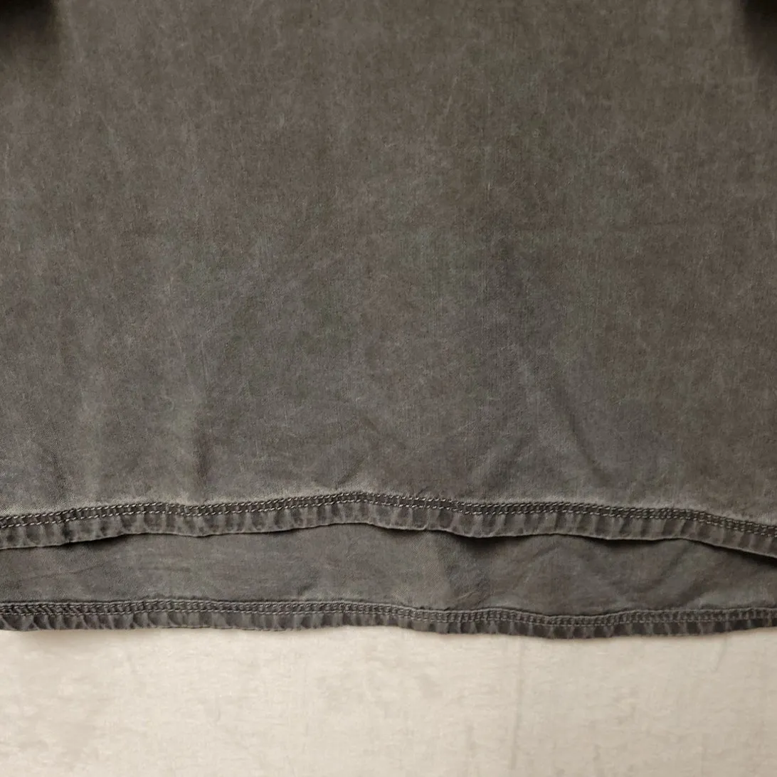 Chambray Charcoal Gray Shirt Dress Lace Up‎ Neckline Rocker Punk Emo Grunge Sz S - Image 8