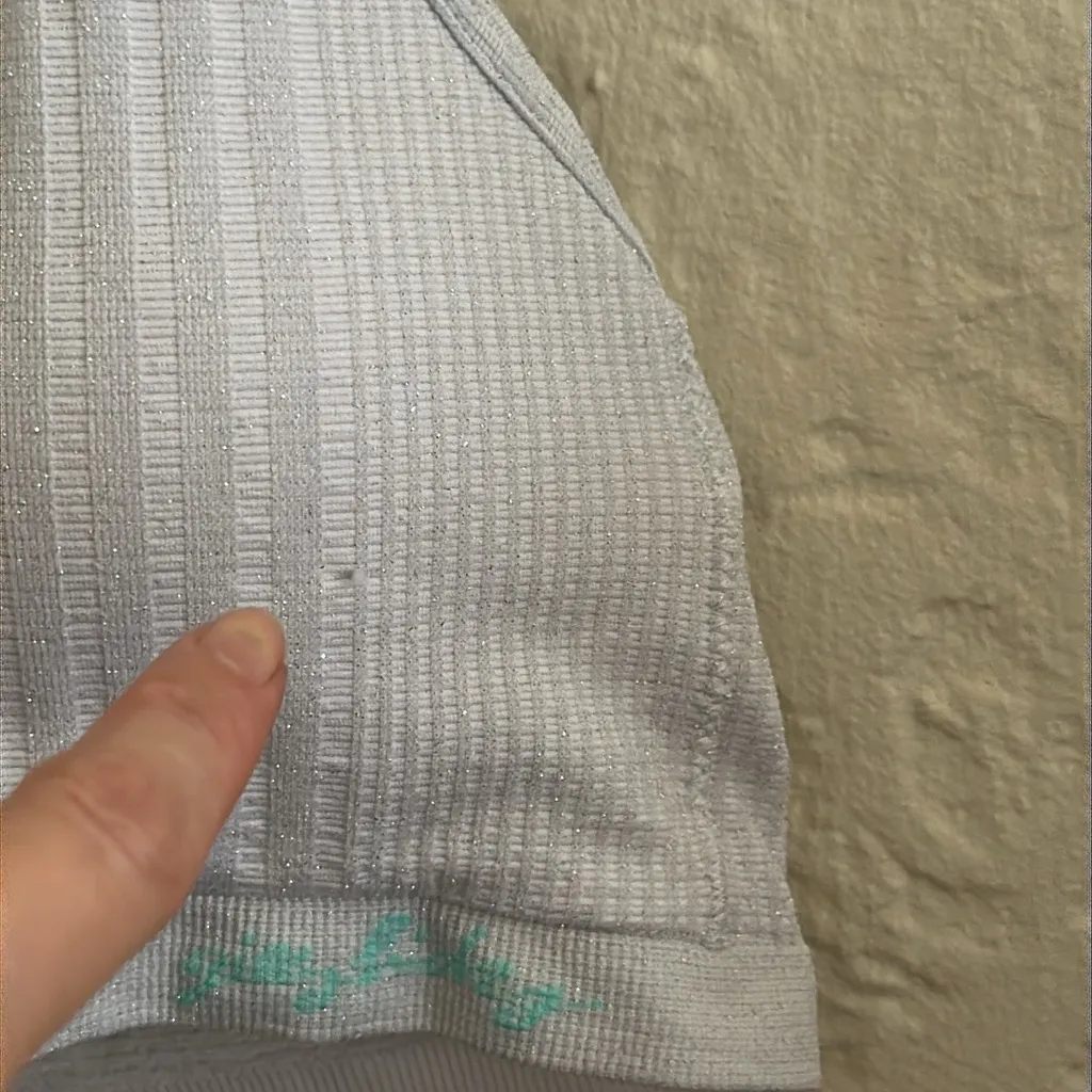 Gilly Hicks Hollister High Neck Ribbed Ivory Silver Sparkle Bralette NWT XS/S - Image 3