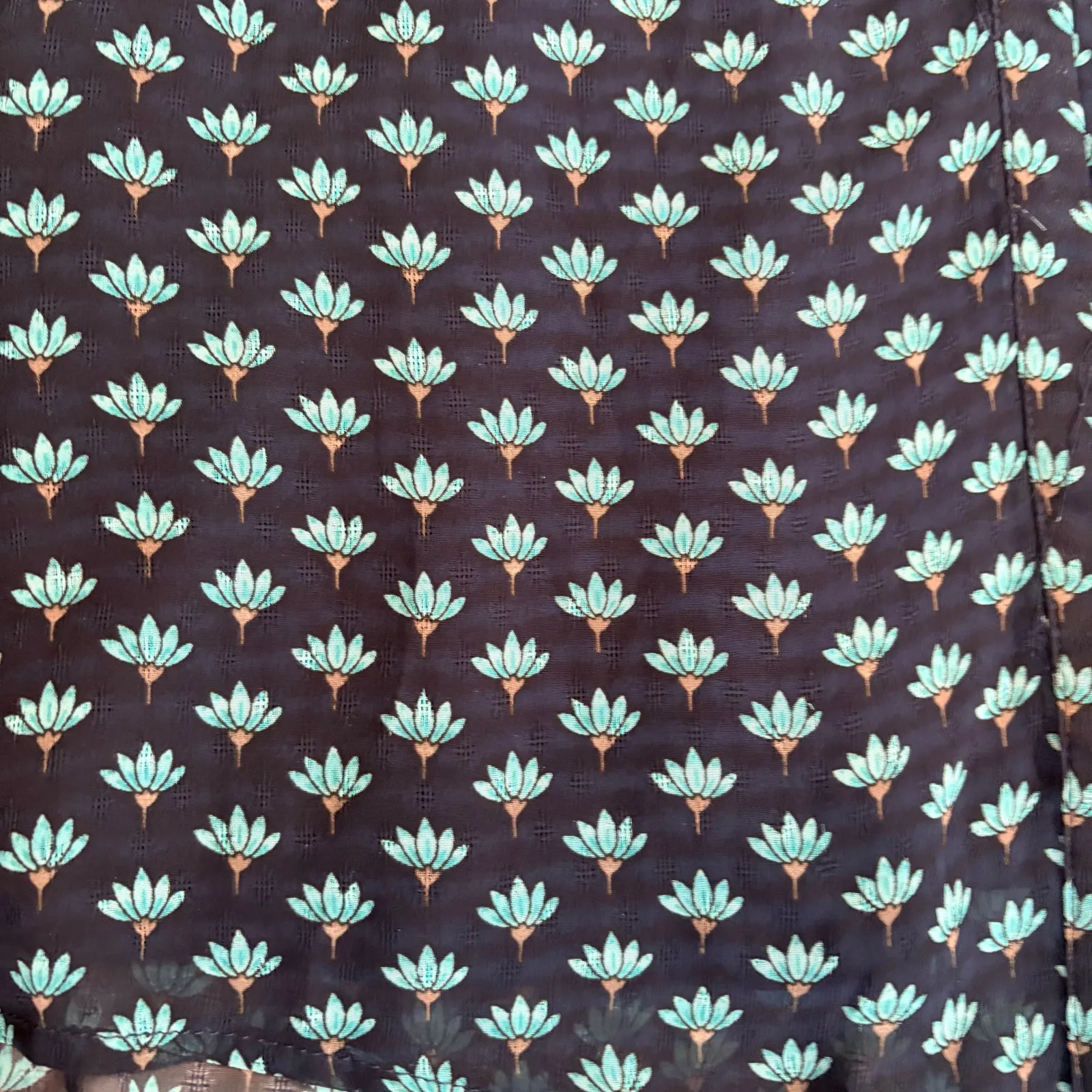 Skies are Blue women’s flowy sheer 3/4 sleeve 2 layer top. Size XS blue floral - Image 3