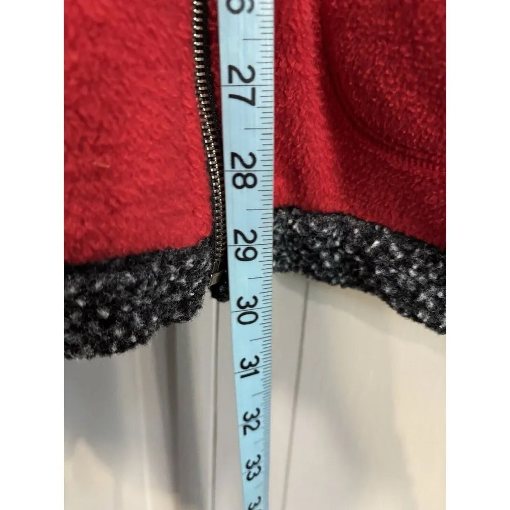Sherpa Fleece Red/Gray Zip Up Jacket Collar Pockets No Tag Size See Measurements Gray - Image 3