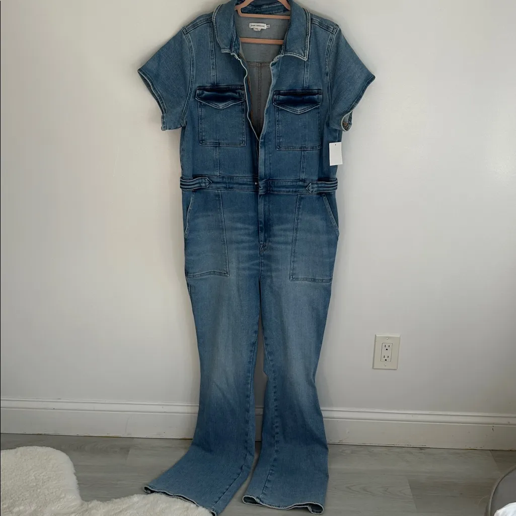 Good American Fit For Success Denim Jumpsuit Bootcut - Image 3