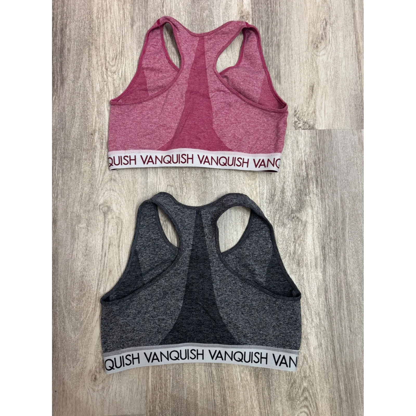 Vanquish Fitness Sports Bra Bundle Racerback Activewear Pink & Grey Size M - Image 2