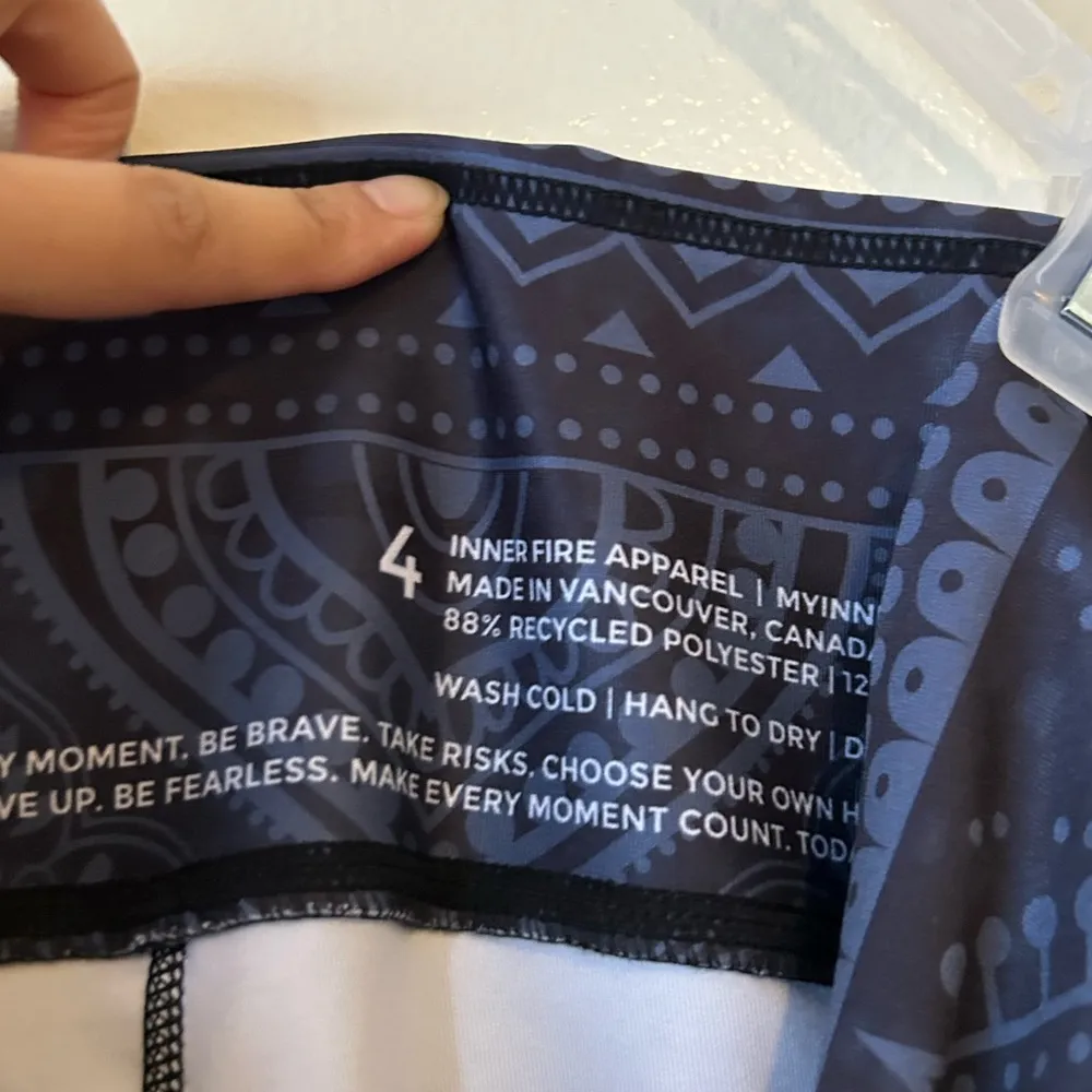 NWOT Inner Fire Size 4 Small Sacred Elephant Blue Gray Leggings Yoga Gym Workout - Image 10