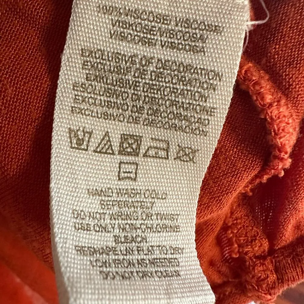 Free People Orange Beaded Mesh Viscose Long Sleeve Top Small Fall Boho - Image 3