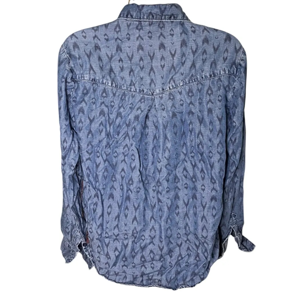 Cloth & Stone Anthropologie Tribal Chambray Seamed Two-Pocket Shirt Blue S - Image 2