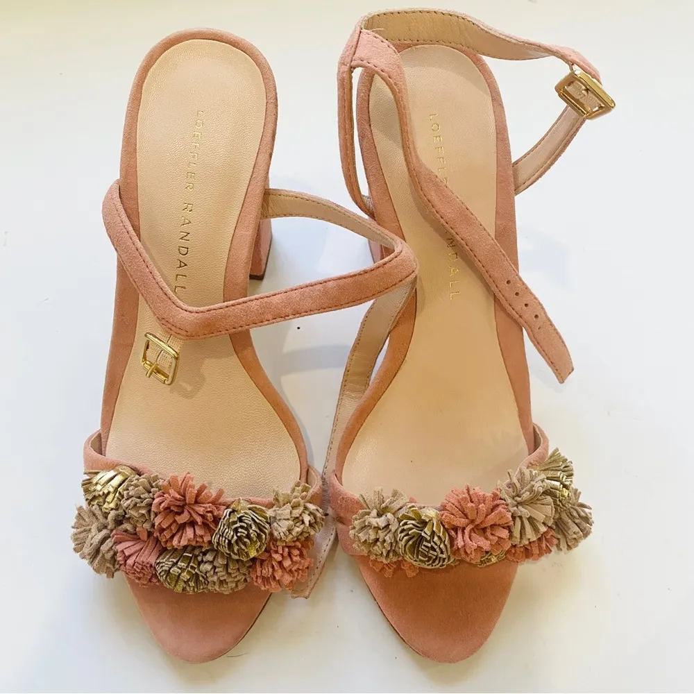 Loeffler Randall leather pink Pom Pom heeled sandals - Image 2