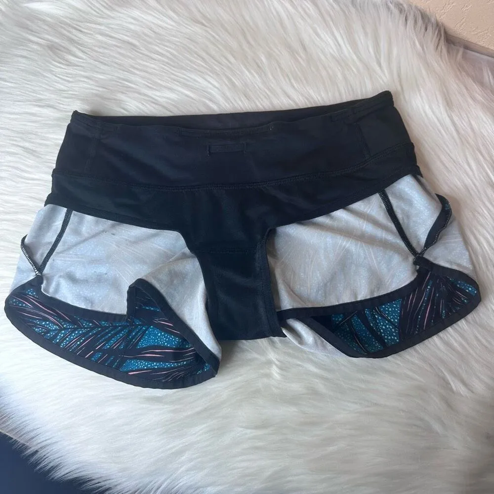 Lululemon Speed Up LowRise Lined Short 2.5”- Size 4- Palm Lace Tofino Teal/Black - Image 6
