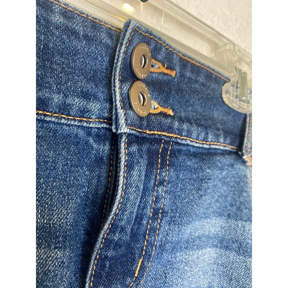 Torrid Slit Front Denim Jean Midi Skirt NWT Sz 18 Cotton Pencil Whiskered - Image 3