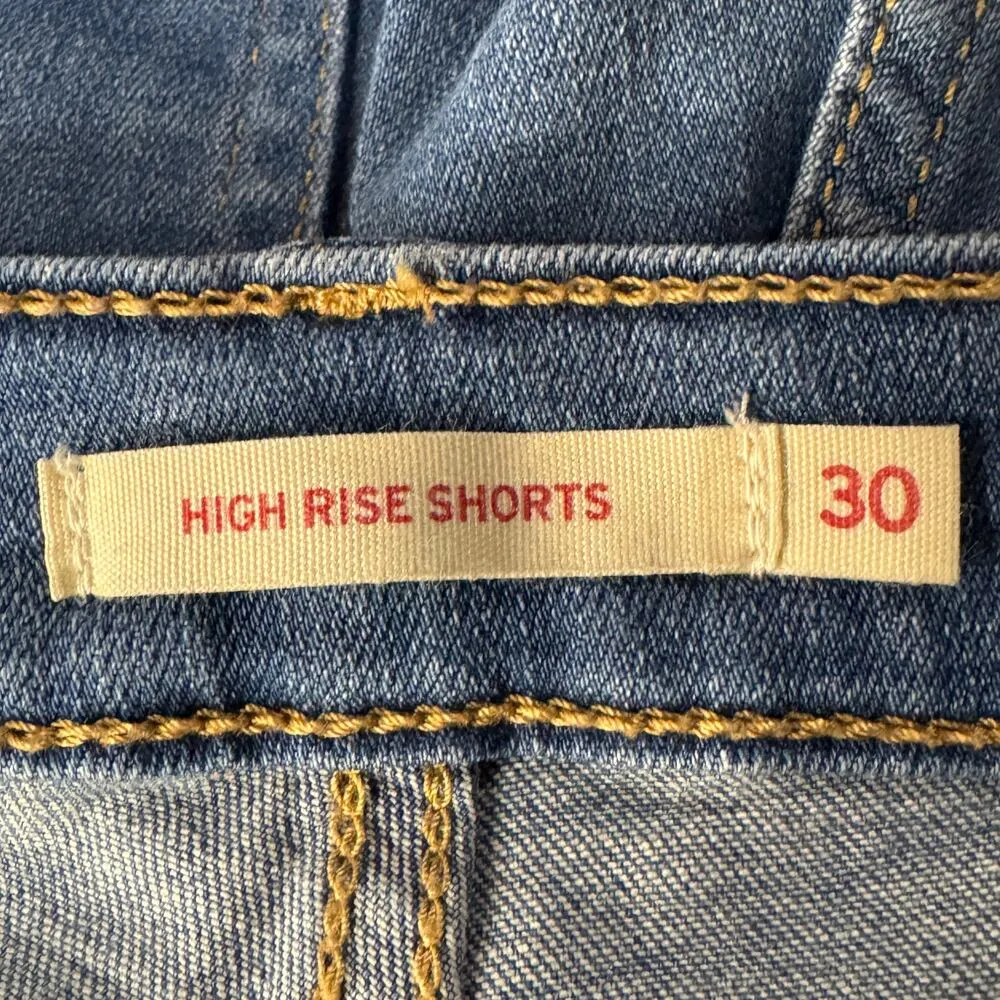 Levi’s SZ 30 High-Rise Jean Shorts Distressed Stretch Zip-Fly Frayed Hem Pockets - Image 6