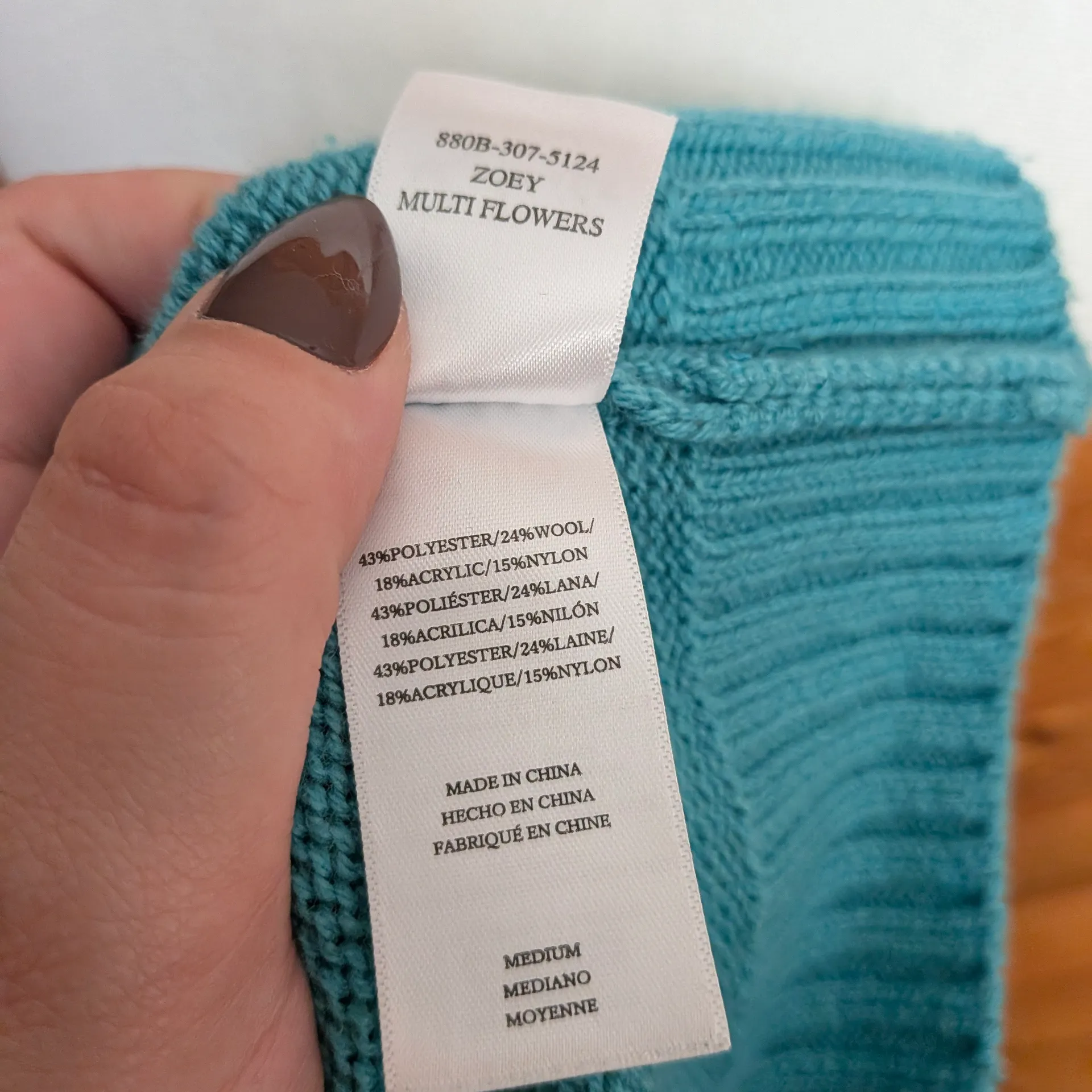 Rails Turquoise Sweater with Multicolor Floral Design Size Medium - Image 9