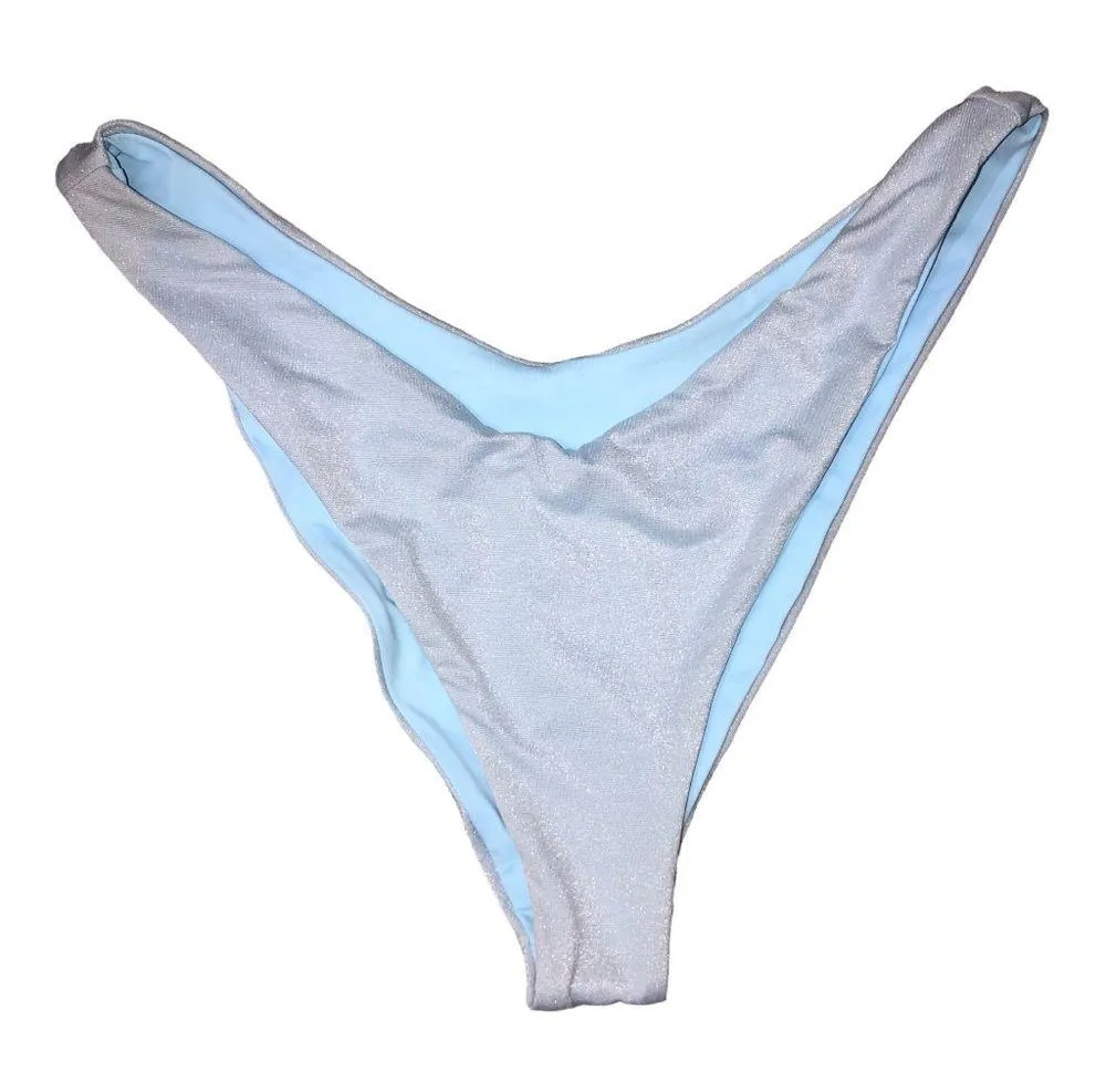 L*Space Bikini Swimsuit Dawn Top Cabana Bottom in Shimmer Sky Blue XL NWT - Image 4