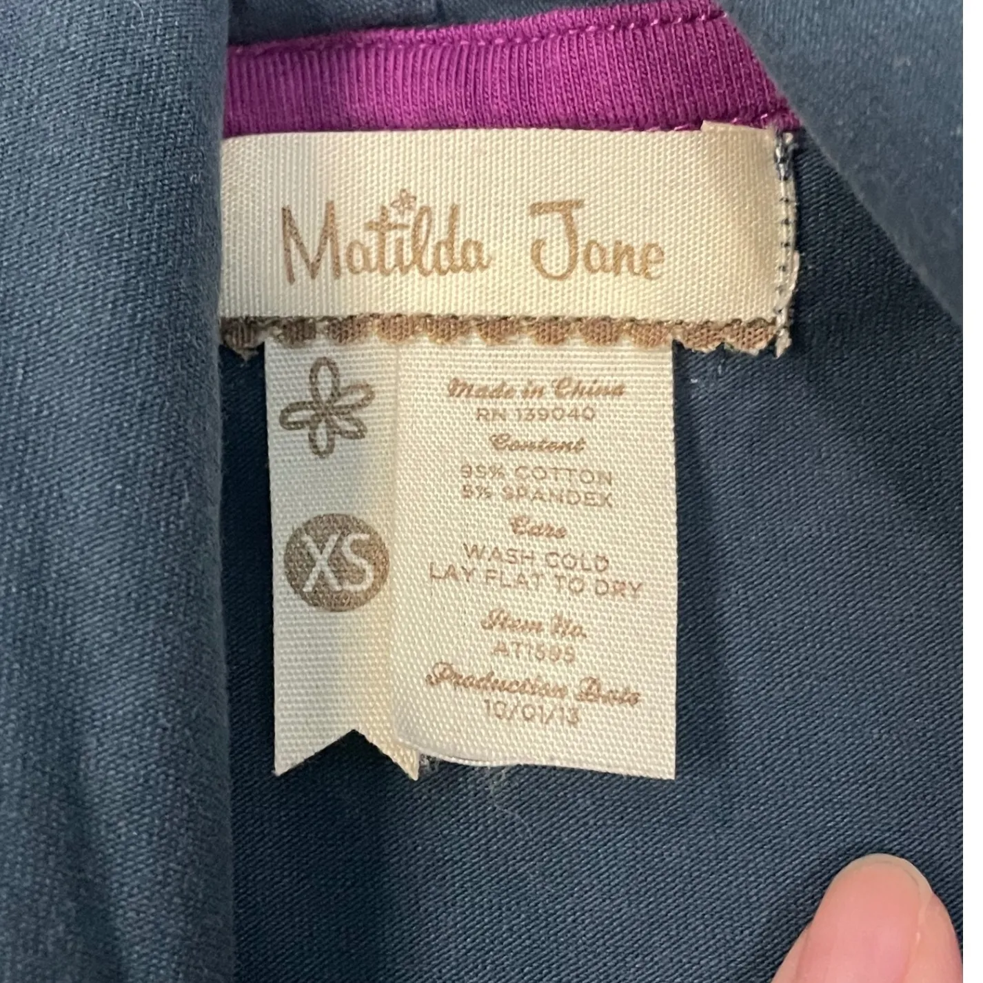 Matilda Jane XS Blue Gray Patchwork‎ Cardigan Draped Front Long Sleeve - Image 4